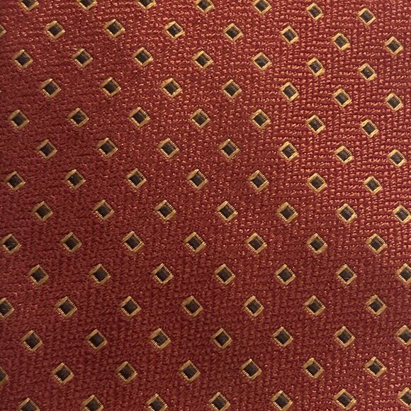 Altea MILANO 100 % Silk Necktie Hand Made In ITALY Red, Gold,‎ Black Geometric - Picture 4 of 6